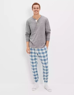 Loungewear American Eagle AE Flannel Joggers Blanche Homme | EIM-81875329